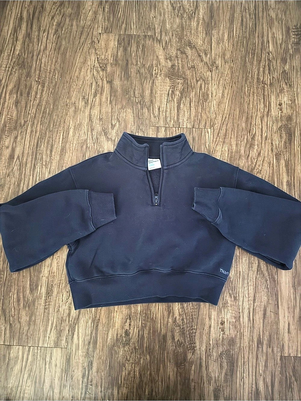 Aritzia TNA Sweatfleece Cozy Fleece Quarter Zip Fleece in Navy